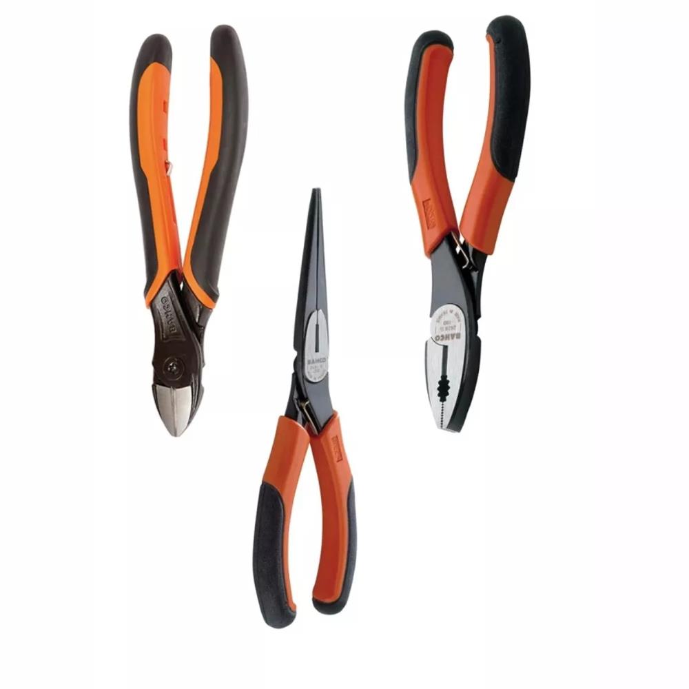 Bahco XMAS ERGO 3 Piece Plier Set Combination Long Cutters 9897G/3-XE