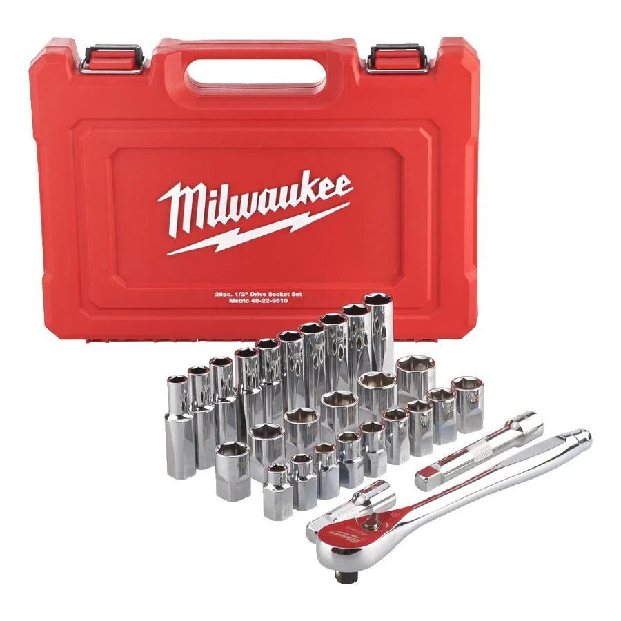 Milwaukee 28 pcs 1/2" DR Ratchet and Socket Set 4932471864