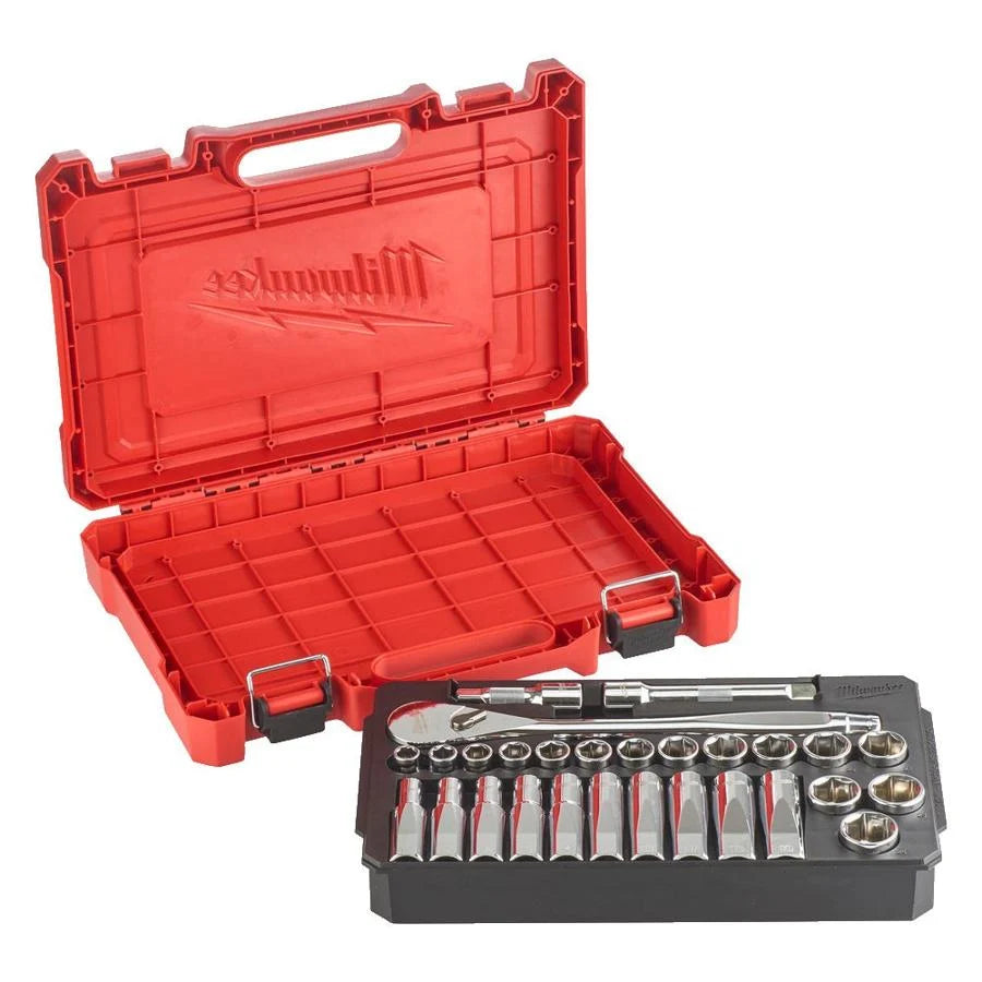 Milwaukee 28 pcs 1/2" DR Ratchet and Socket Set 4932471864