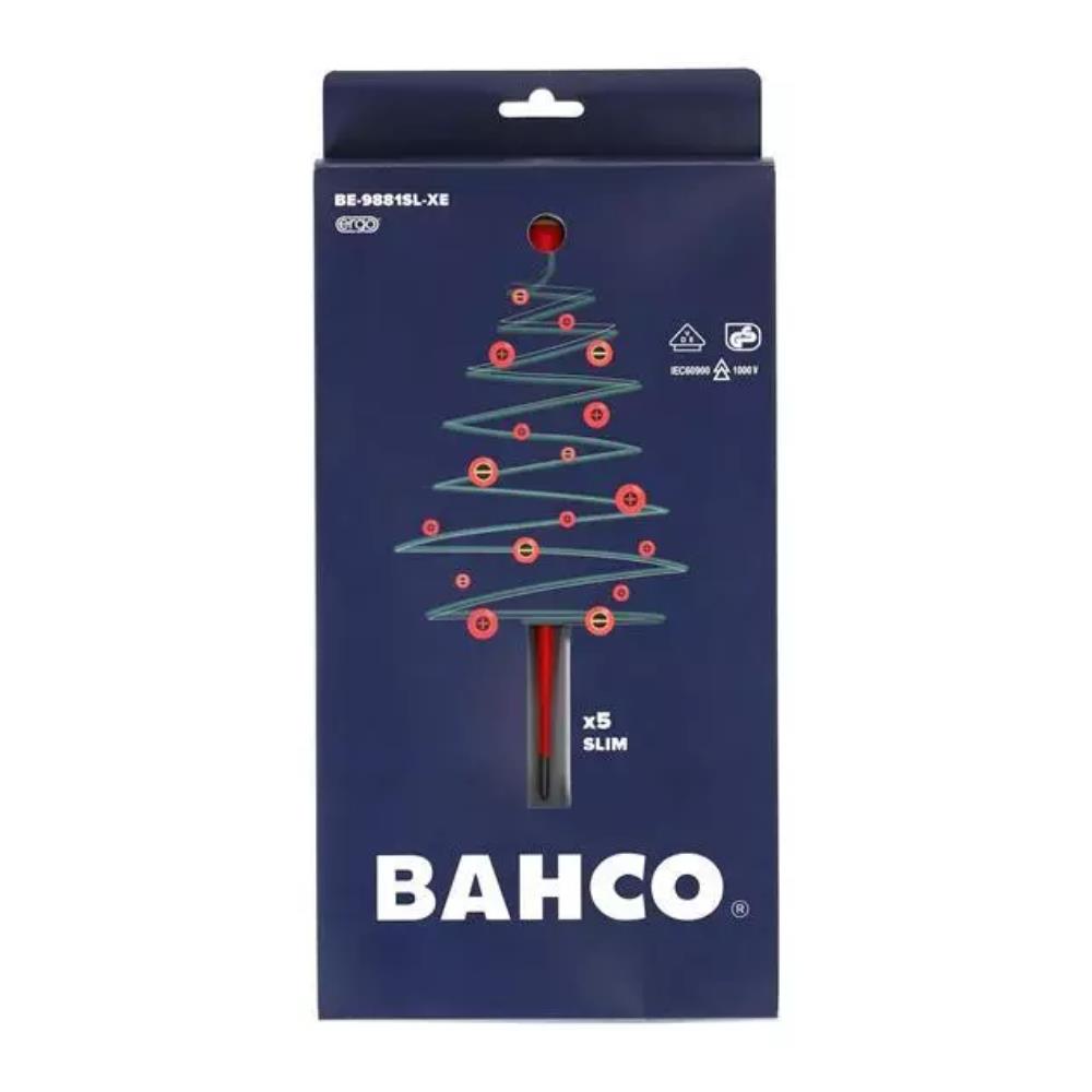 Bahco XMAS ERGO™ 5pc Slim VDE Insulated Screwdriver Set BE-9881SL