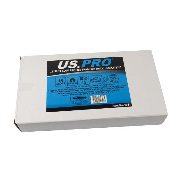 US PRO Tools 15 Slot Low Profile Magnetic Spanner Rack Metric or SAE 6931