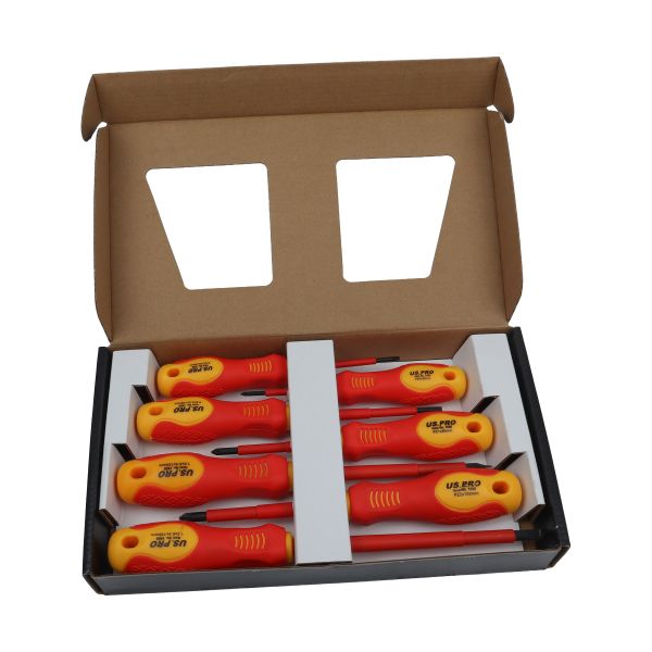 US PRO 7pc VDE  Insulated Electricians Screwdriver Set 1606