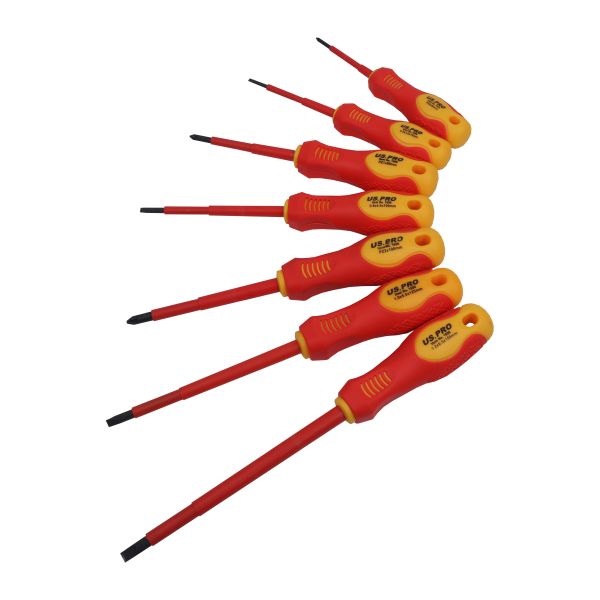 US PRO 7pc VDE  Insulated Electricians Screwdriver Set 1606