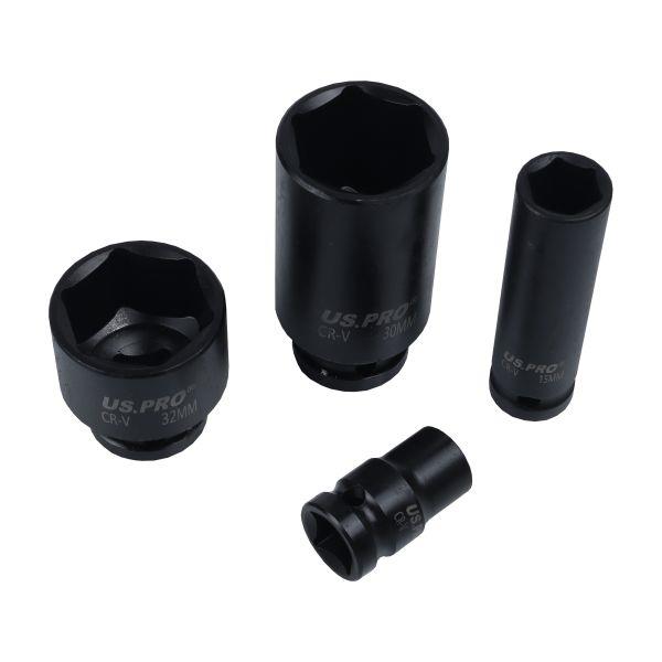 US PRO Tools 35pc 1/2" Dr 6pt Deep & Shallow Impact Socket Set 8-32mm Metal Case 7604