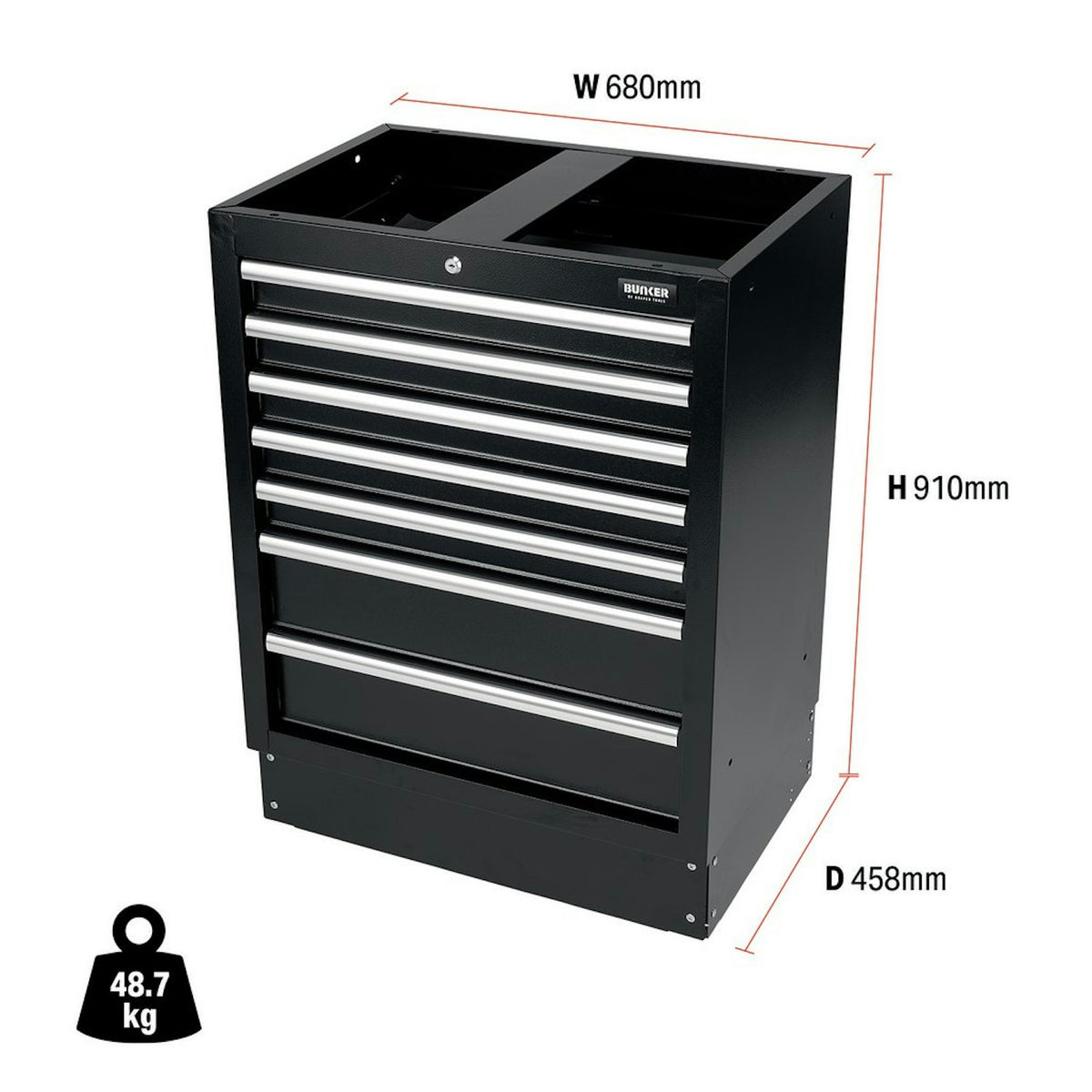 BUNKER Modular Floor Cabinet, 7 Drawer, 680mm 31706 - image 2