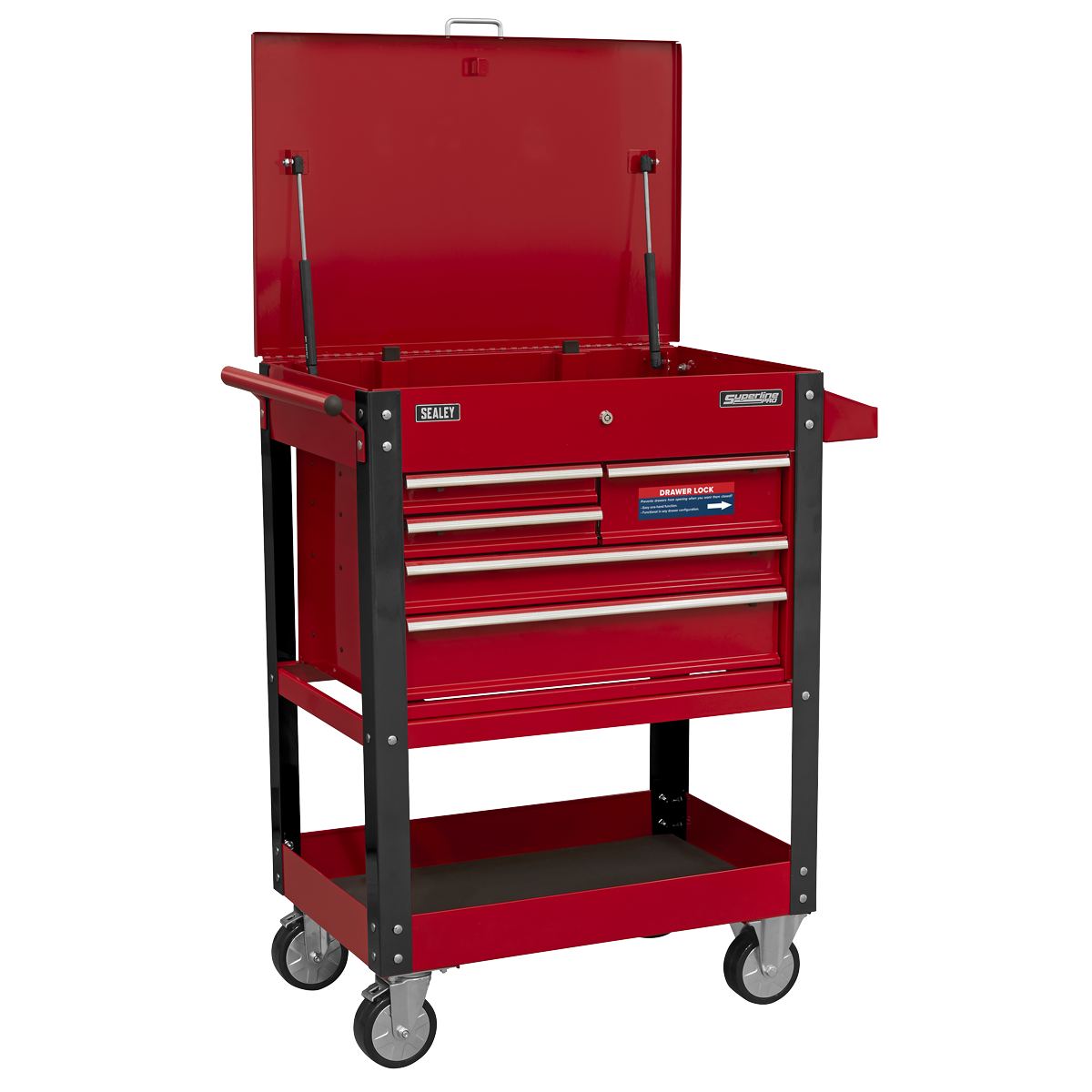 Sealey Superline PRO® Heavy-Duty Mobile Tool & Parts Trolley with 5 Drawers & Lockable Top AP890M