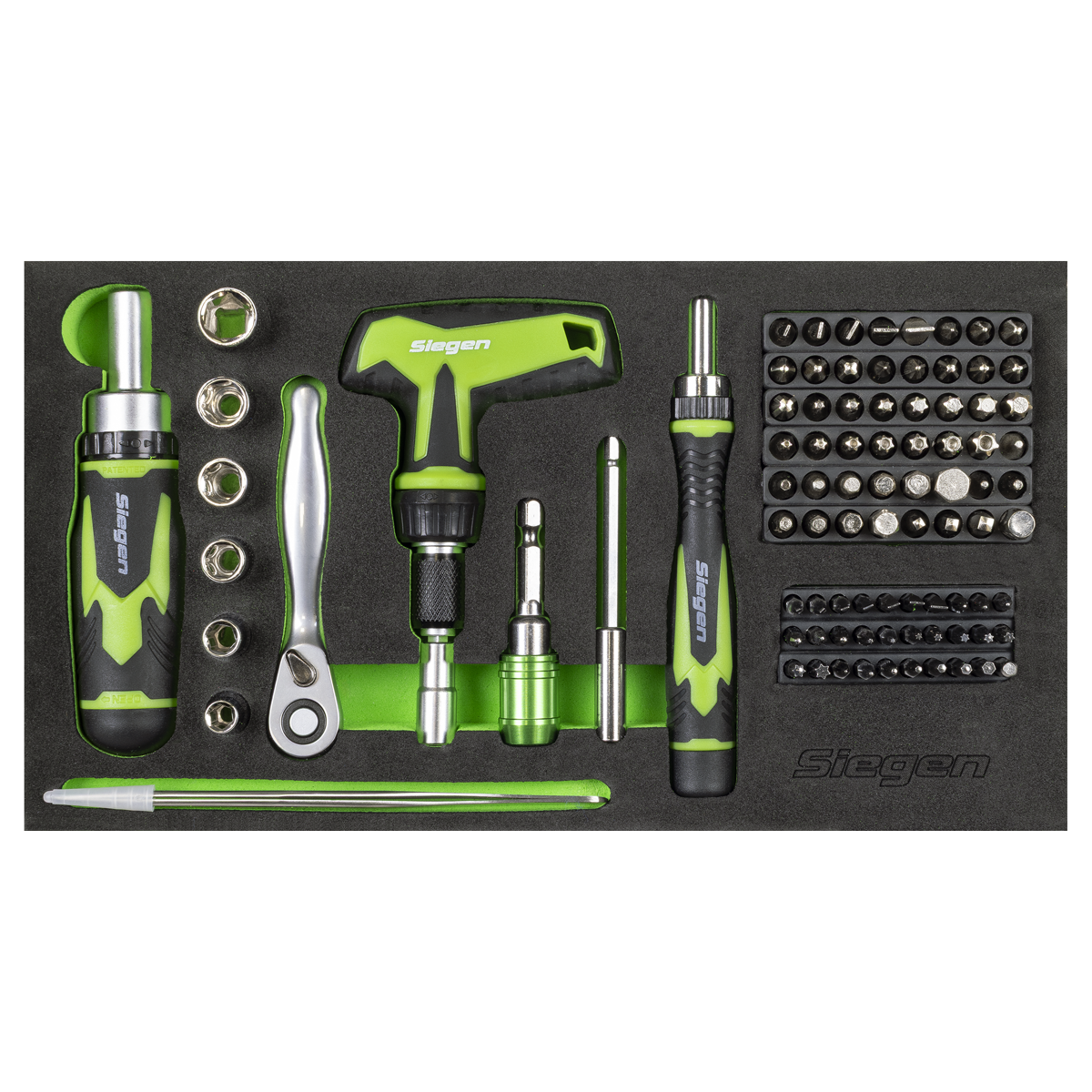 Sealey American Pro® Mini Toolbox 2 Drawer with 111pc Siegen Tool Kit - Green S01346