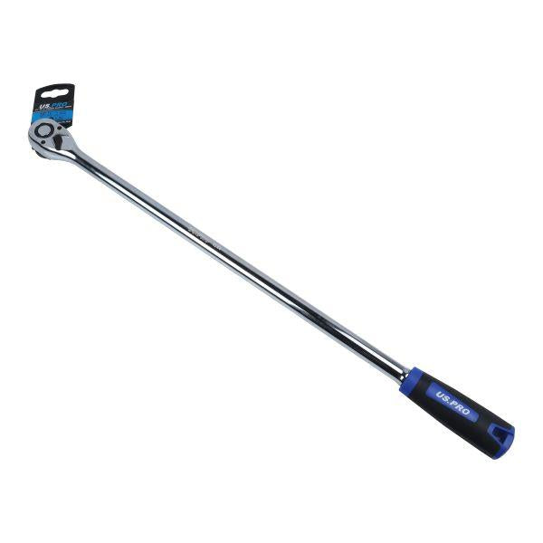 US PRO Tools 1/2" Drive Extra Long 600mm 72T Straight Ratchet TPR Grip 4244