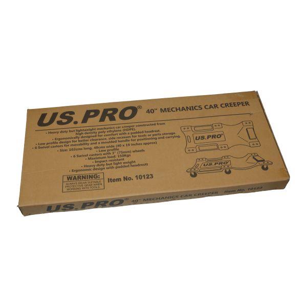 US PRO Tools Heavy Duty Mechanics Car Creeper 102cm HDPE Padded Headrest 6 Castors 10123