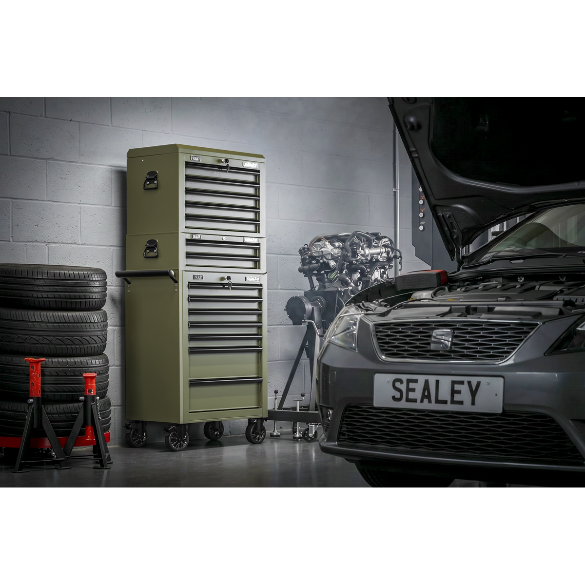 Sealey Superline PRO® Tool Chest Combination 14 Drawer with 447pc Tool Kit - Khaki SPTCOMBO3K
