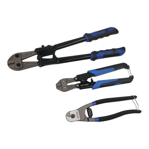 US PRO Tools 3PC Wire & Bolt Cutting Set In Pouch 7237