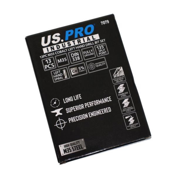 US PRO INDUSTRIAL 13pc M35 Cobalt Left Hand Drill Bit Set 1.5 - 6.5mm 7079