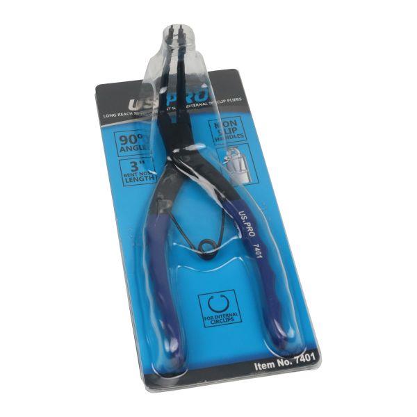 US PRO Tools Long Reach 90 Degree Bent Nose Internal Circlip Pliers 7401