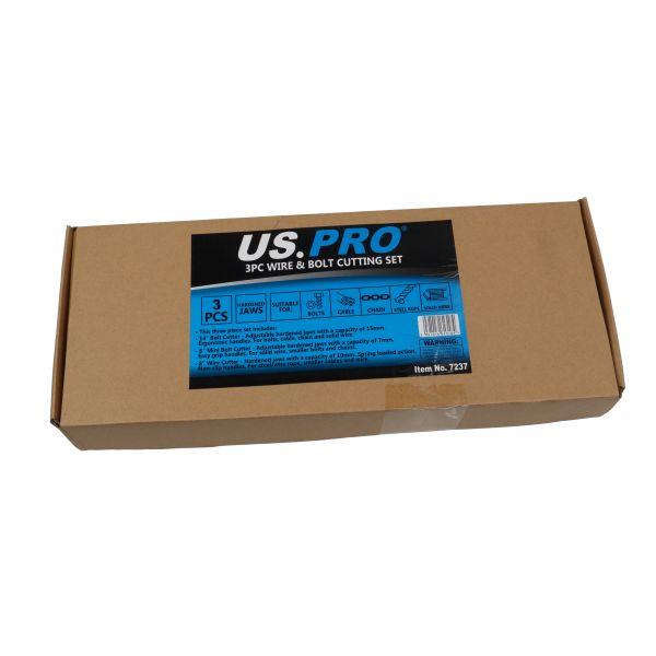 US PRO Tools 3PC Wire & Bolt Cutting Set In Pouch 7237