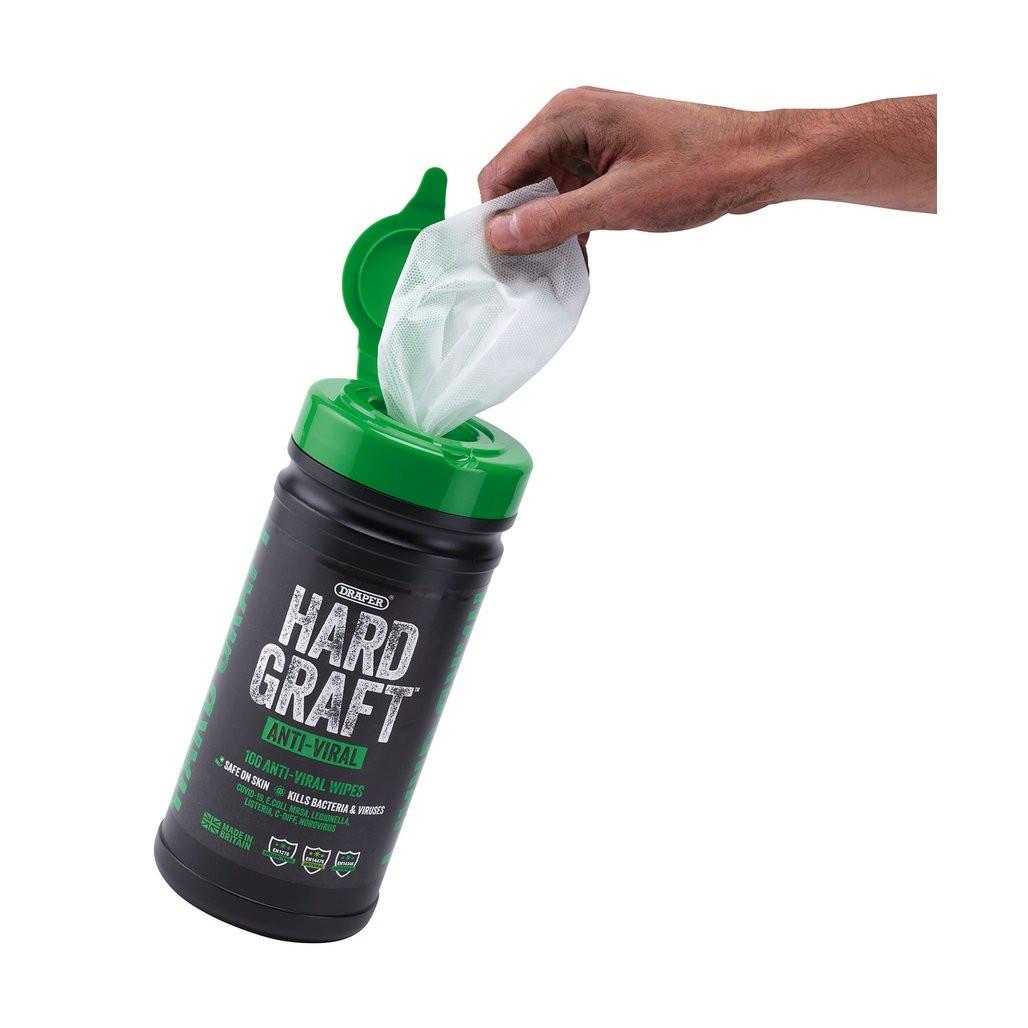 Draper Hard Graft Anti-Viral Wipes Tub of 100 12437