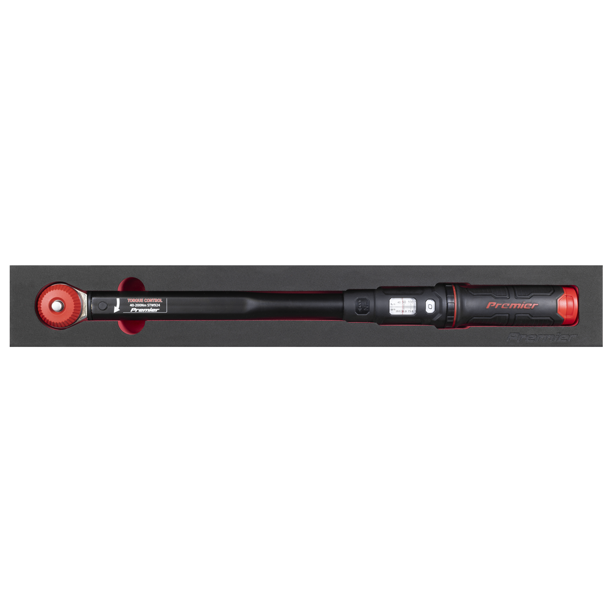 Sealey Premier Black Calibrated Micrometer Torque Wrench with 1/2"Sq Push-Through Drive 40-200Nm STW924