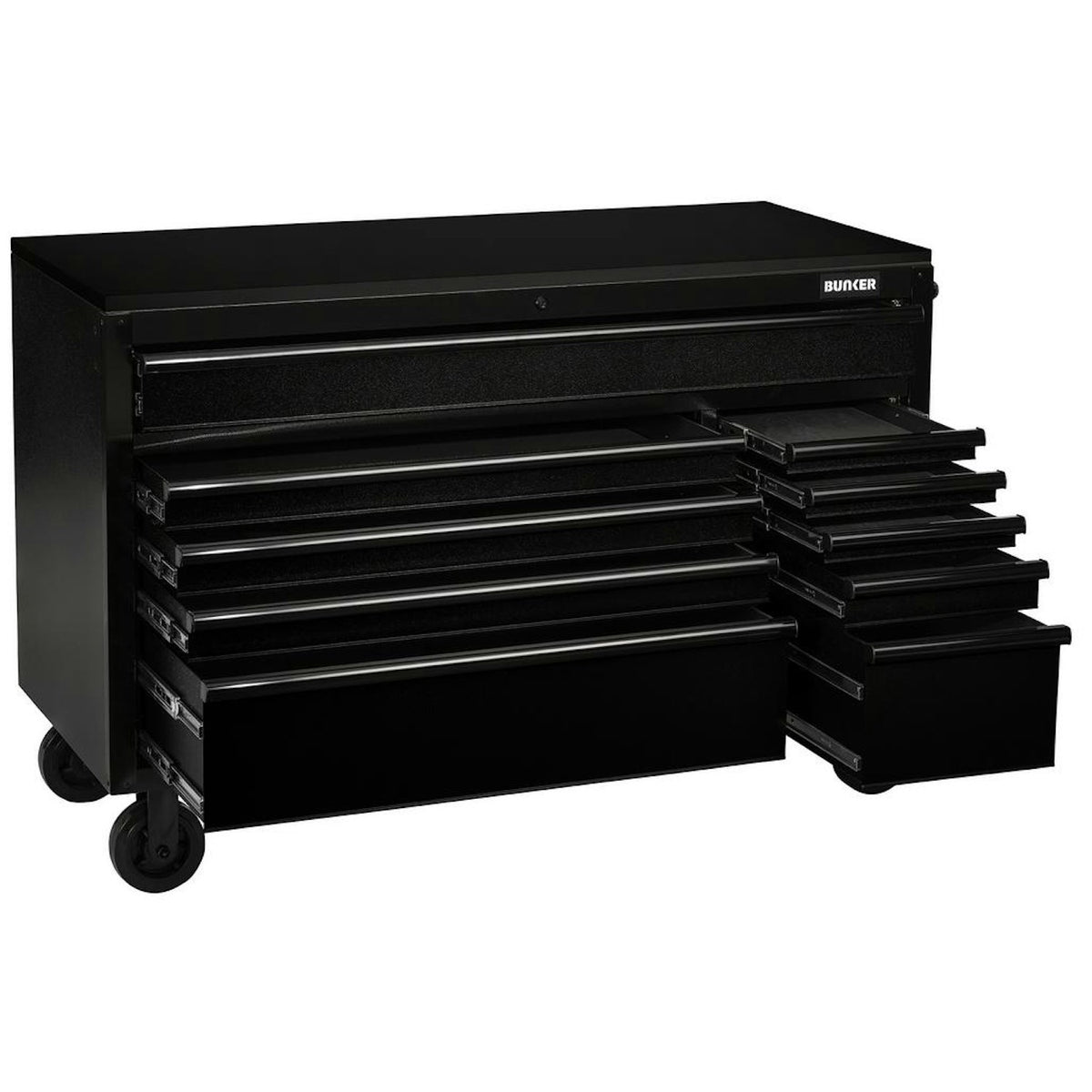 BUNKER 10 Drawer Workbench Roller Tool Cabinet with Black Stainless Steel Worktop, 56" 27408 - image 3