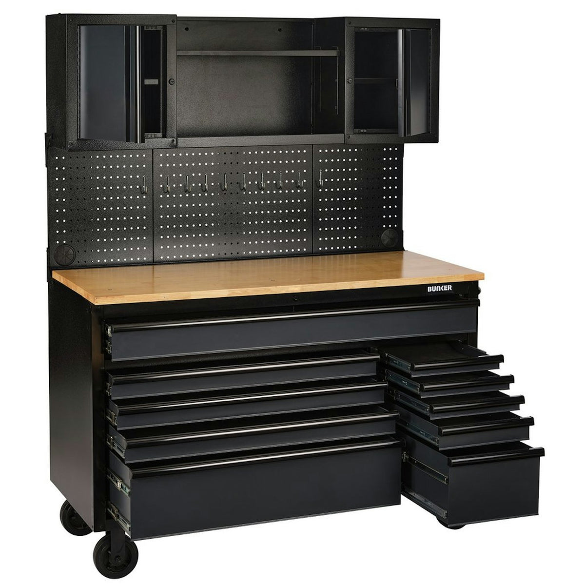 BUNKER 10 Drawer Roller Workstation with Workbench, 56", Grey 27267 - image 3