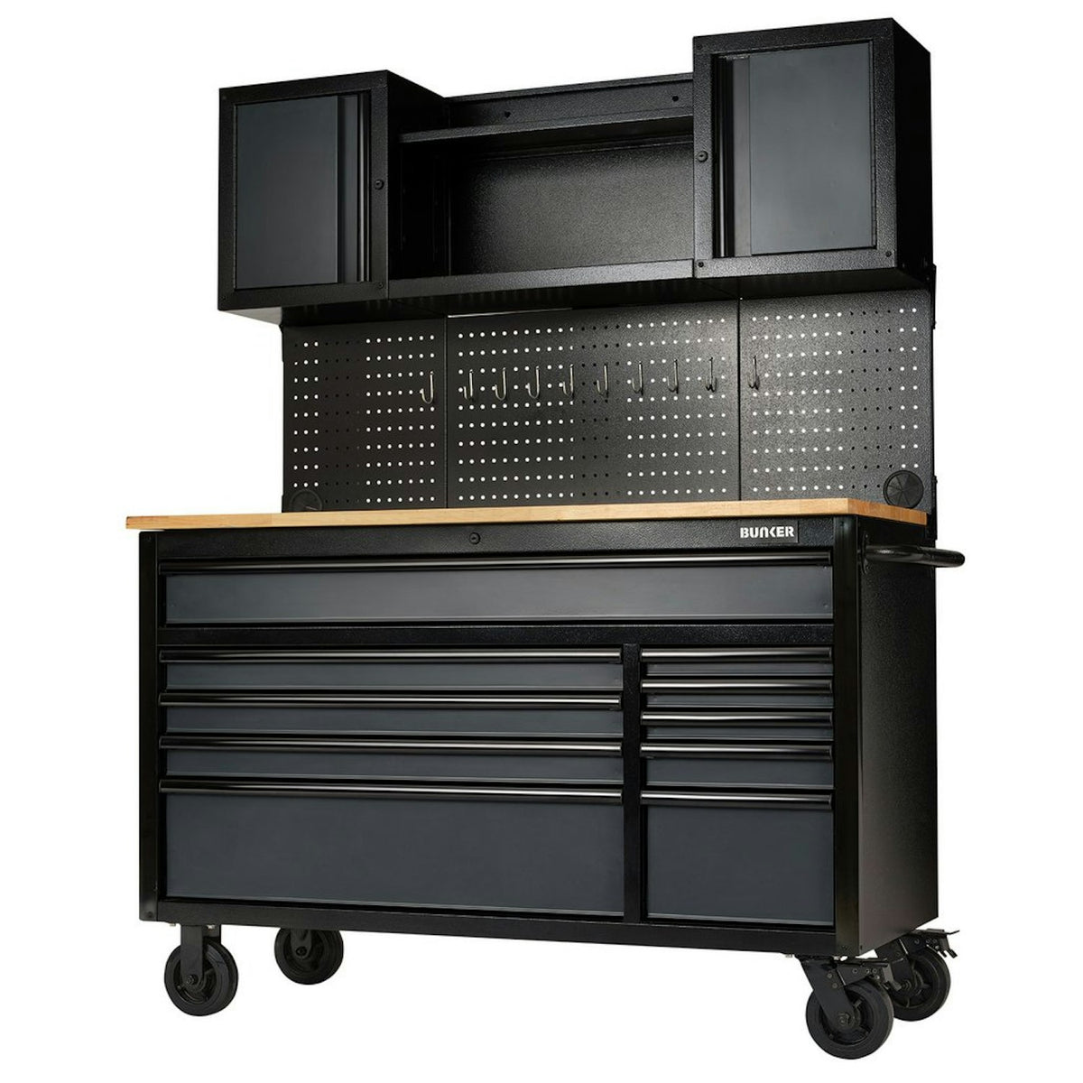 BUNKER 10 Drawer Roller Workstation with Workbench, 56", Grey 27267 - image 1