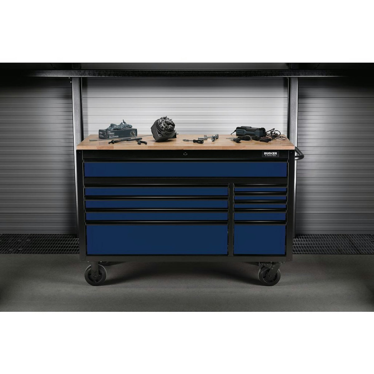 BUNKER 10 Drawer Workbench Roller Tool Cabinet, 56", Blue 27223 - image 15