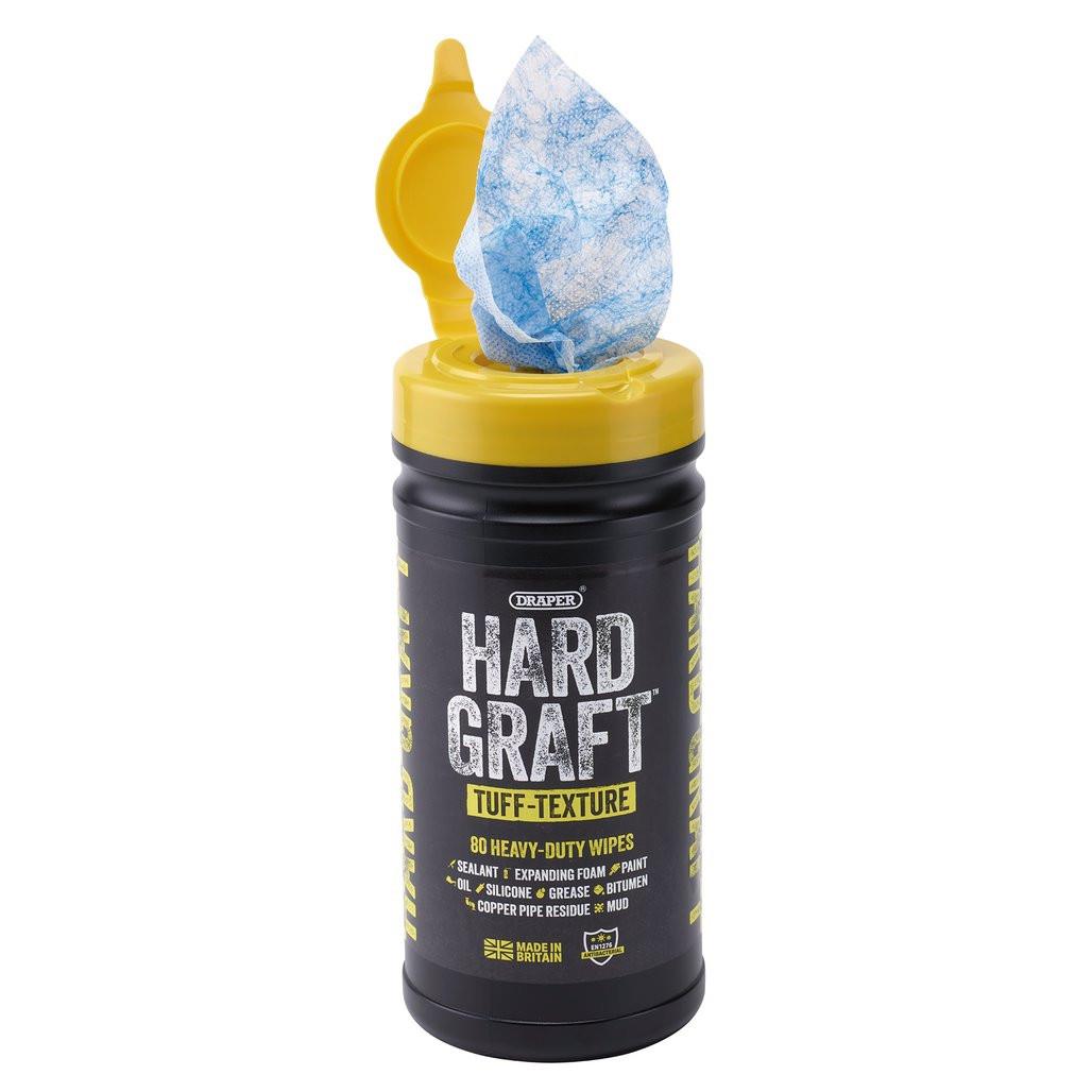 Draper Hard Graft Multipurpose Tuff-Texture Cleaning Wipes Tub of 80 Heavy Duty 12436