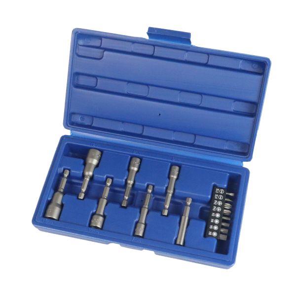 US PRO Tools 15pc 1/4" Hex Dr Magnetic Impact Nut Driver & Bit Set Metric 7169