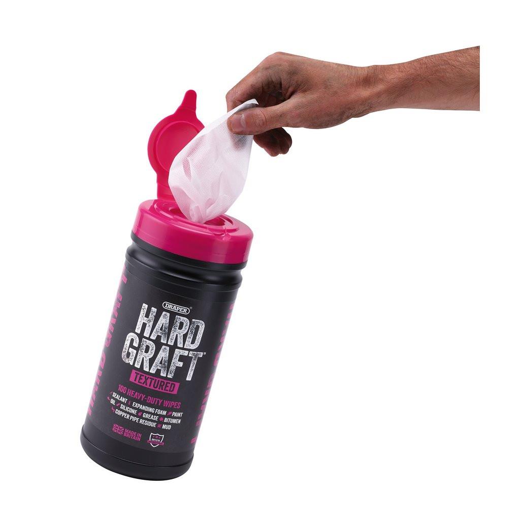 Draper Hard Graft Multipurpose Textured Cleaning Wipes Tub of 100 Heavy Duty 12435