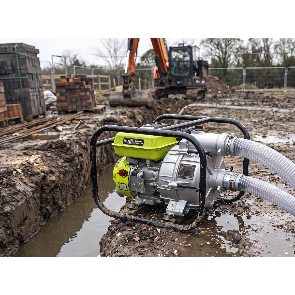 Sealey Petrol Powered Dirty Water Pump 80mm 6.15hp 4-Stroke Engine PWP80DW