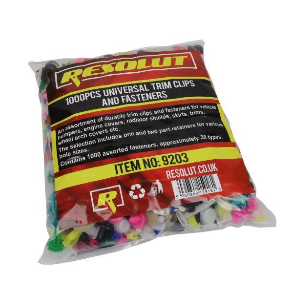 RESOLUT 1000pc Universal Trim Clips and Fasteners Assortment 9203