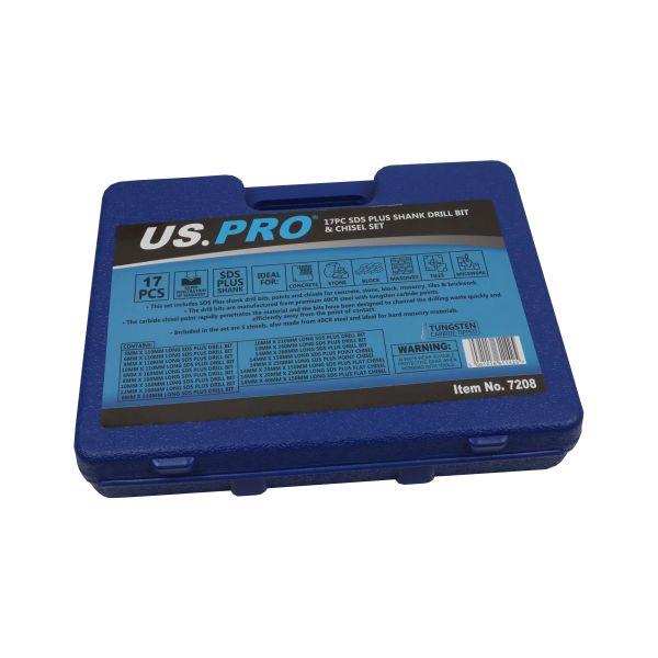 US PRO Tools 17PC SDS Plus Shank Drill Bit & Chisel Set 7208