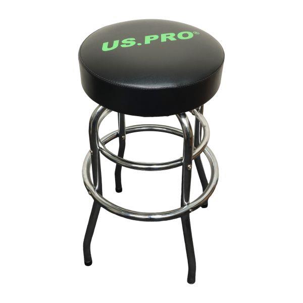 US PRO Tools Swivel Bar Stool Chrome Steel Black Vinyl Seat 760mm 5067