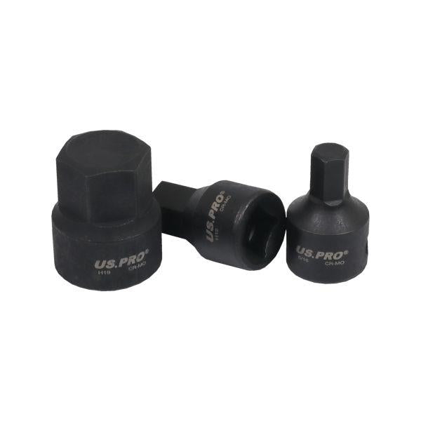 US PRO Tools 16pc 3/8" Dr Stubby Impact Sae/Metric Hex Bit Sockets 7560