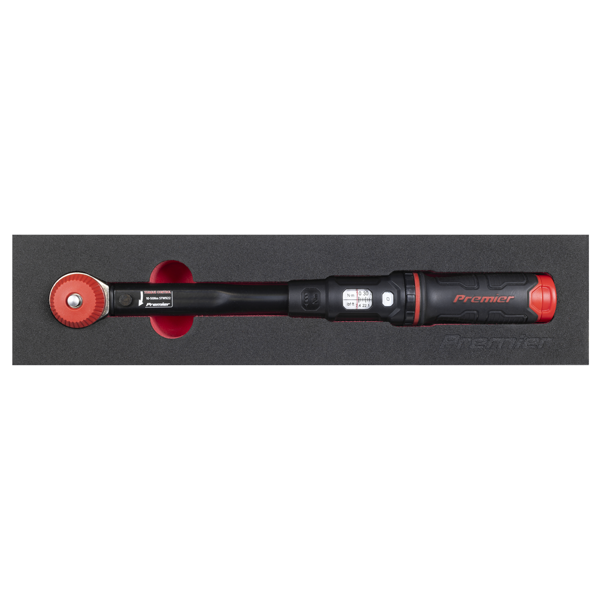 Sealey Premier Black Calibrated Micrometer Torque Wrench with 3/8"Sq Push-Through Drive 10-50Nm STW922
