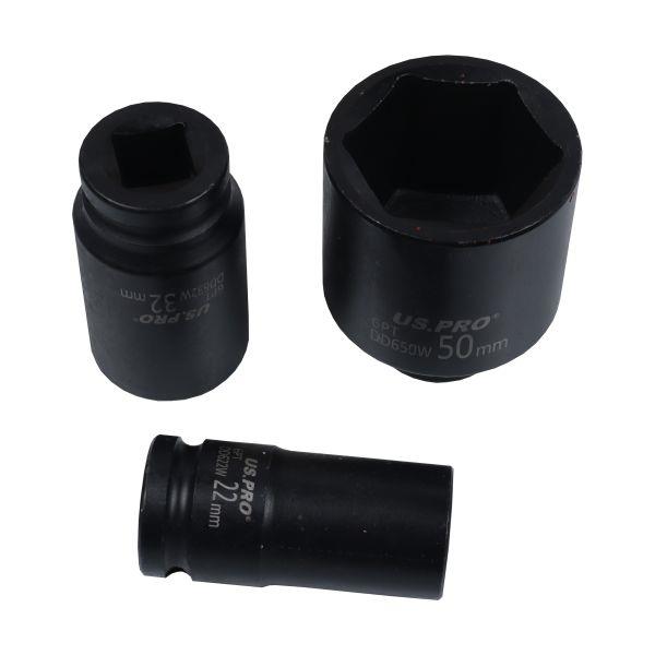US PRO Tools 10pc 3/4" Dr 6pt Deep Impact Socket Set 22-50mm 7596