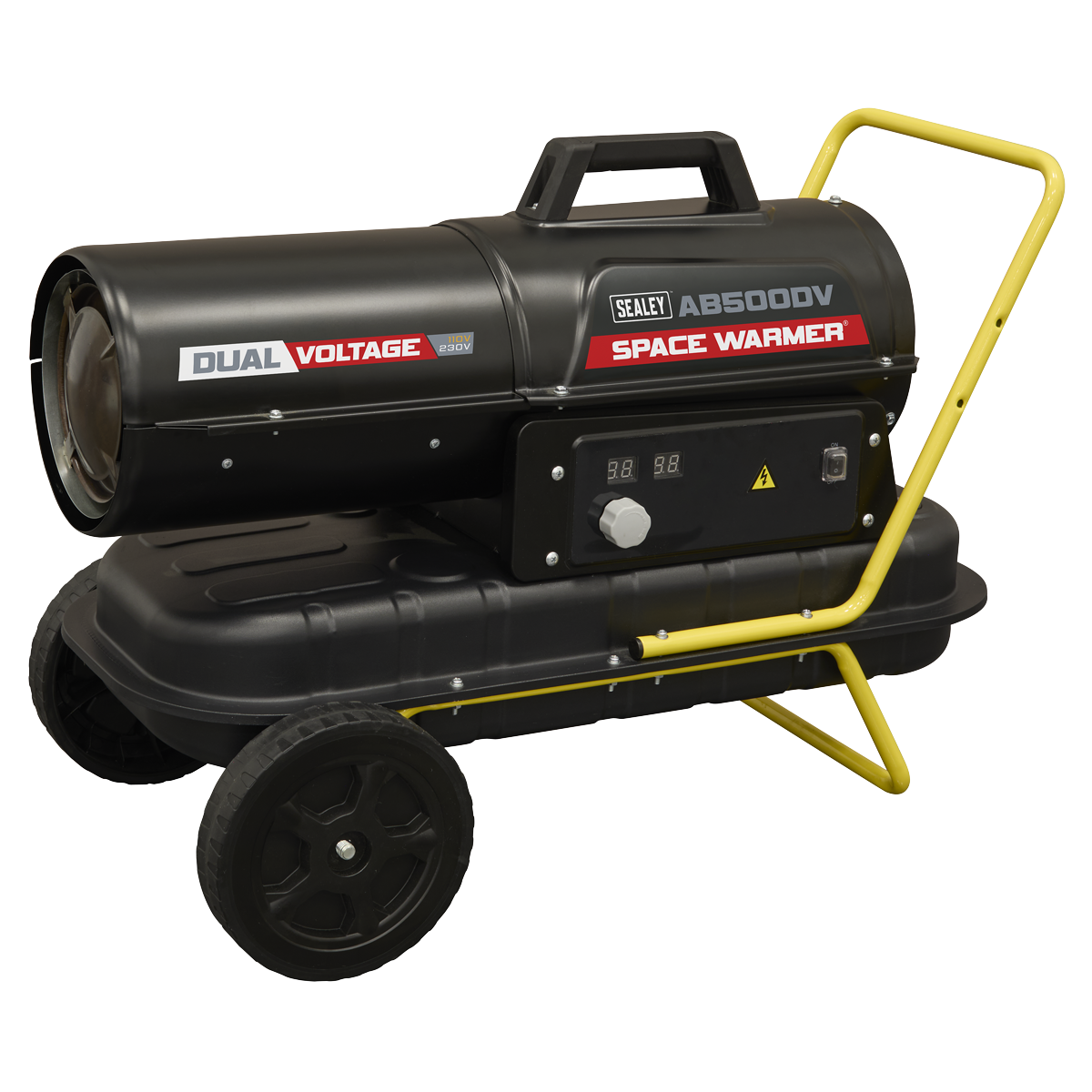 Sealey Dual Voltage Kerosene/Diesel Space Warmer® Heater with Wheels 50,000Btu/hr AB500DV