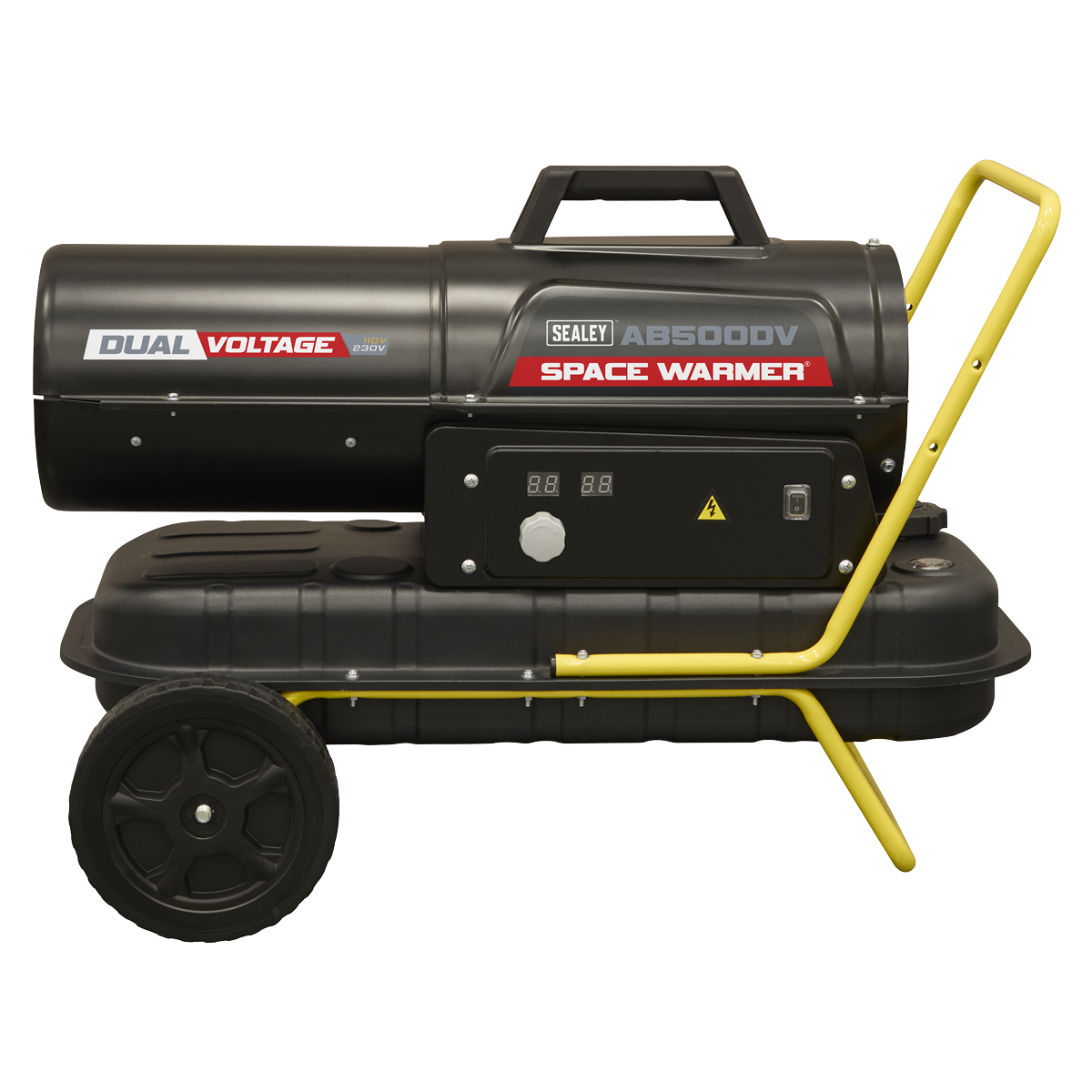 Sealey Dual Voltage Kerosene/Diesel Space Warmer® Heater with Wheels 50,000Btu/hr AB500DV