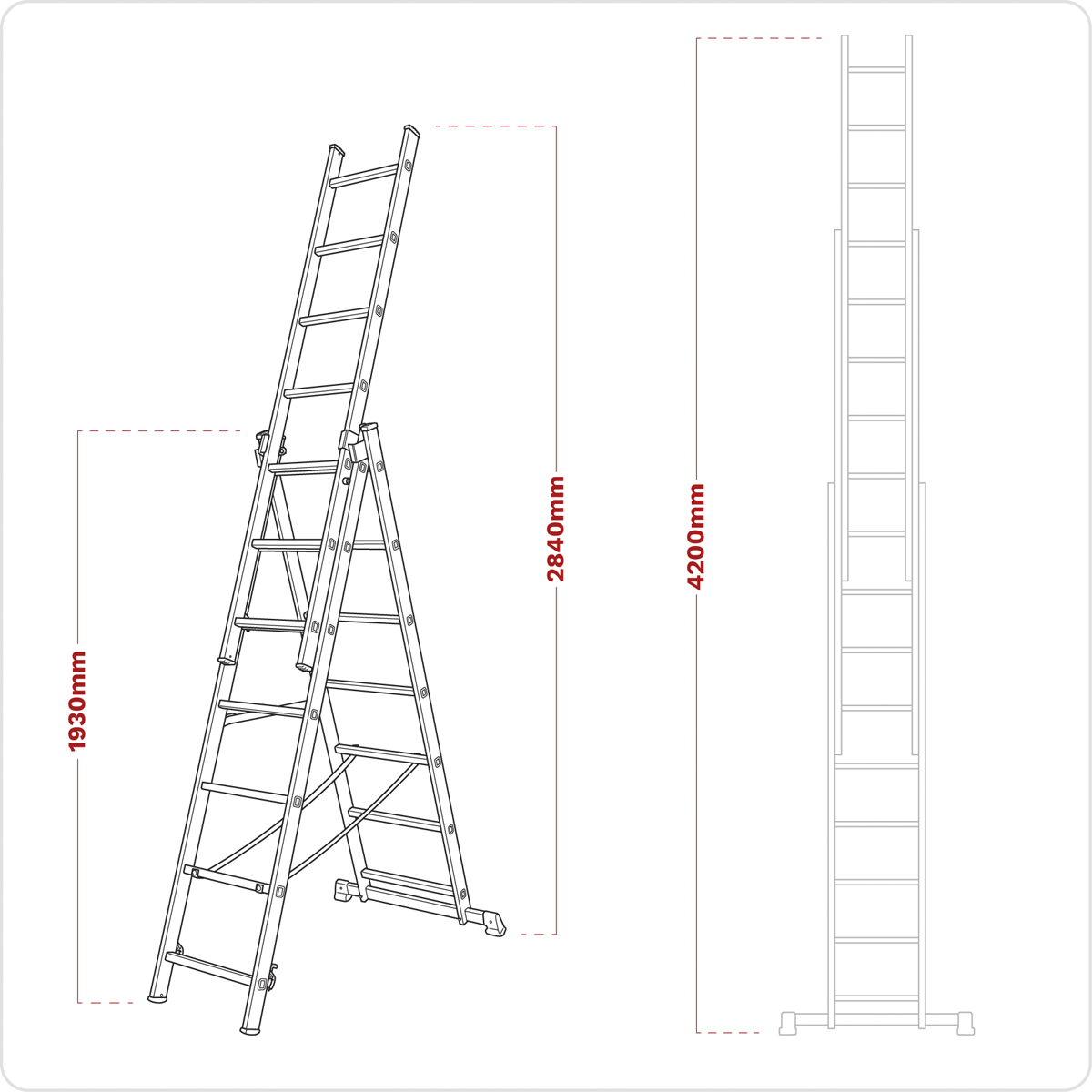Sealey Extension Combination Ladder 3 x 7 Aluminium - EN 131 ACL307