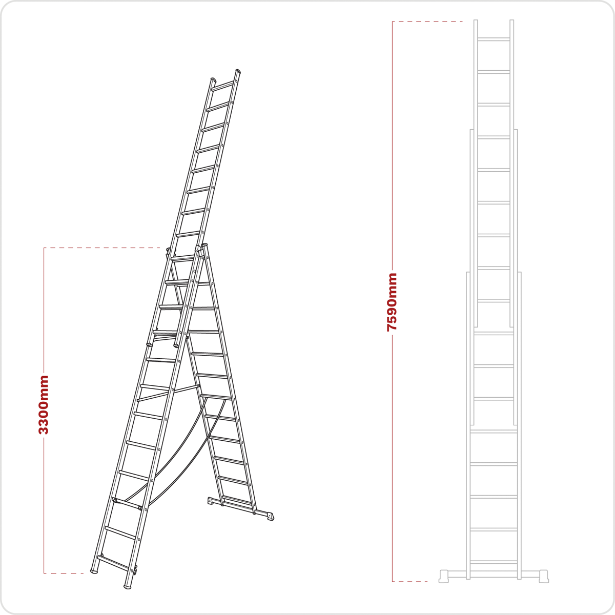 Sealey Extension Combination Ladder 3 x 12 Aluminium - EN 131 ACL312
