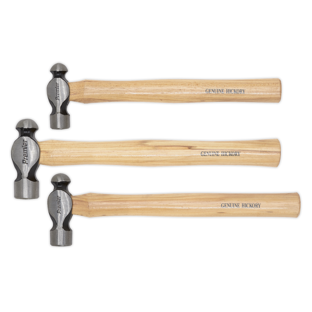 Sealey Premier Ball Pein Hammer Set 3pc Hickory Shafts AK203