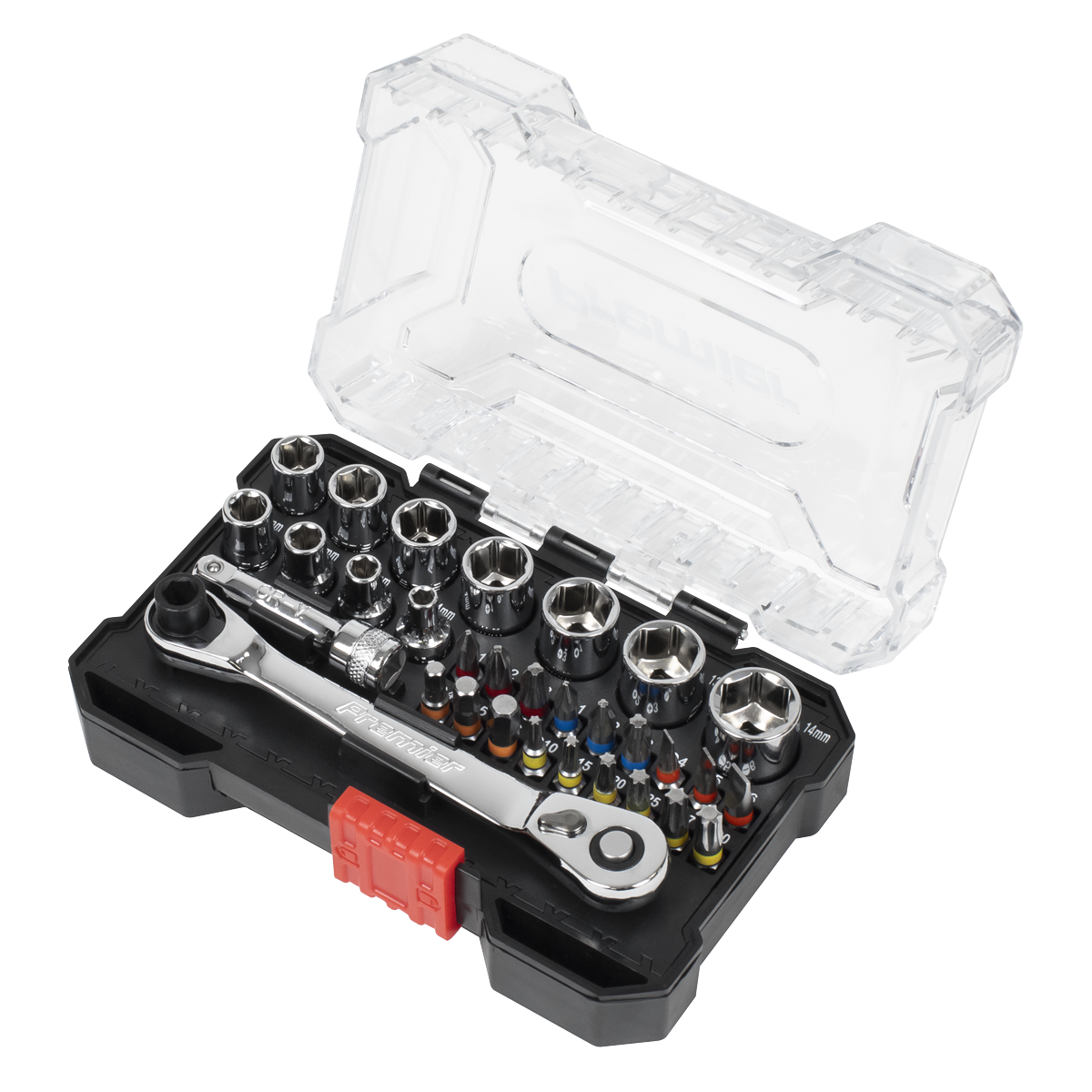 Sealey Premier Socket & Colour-Coded Bit Set 1/4"Sq Drive 31pc AK2111