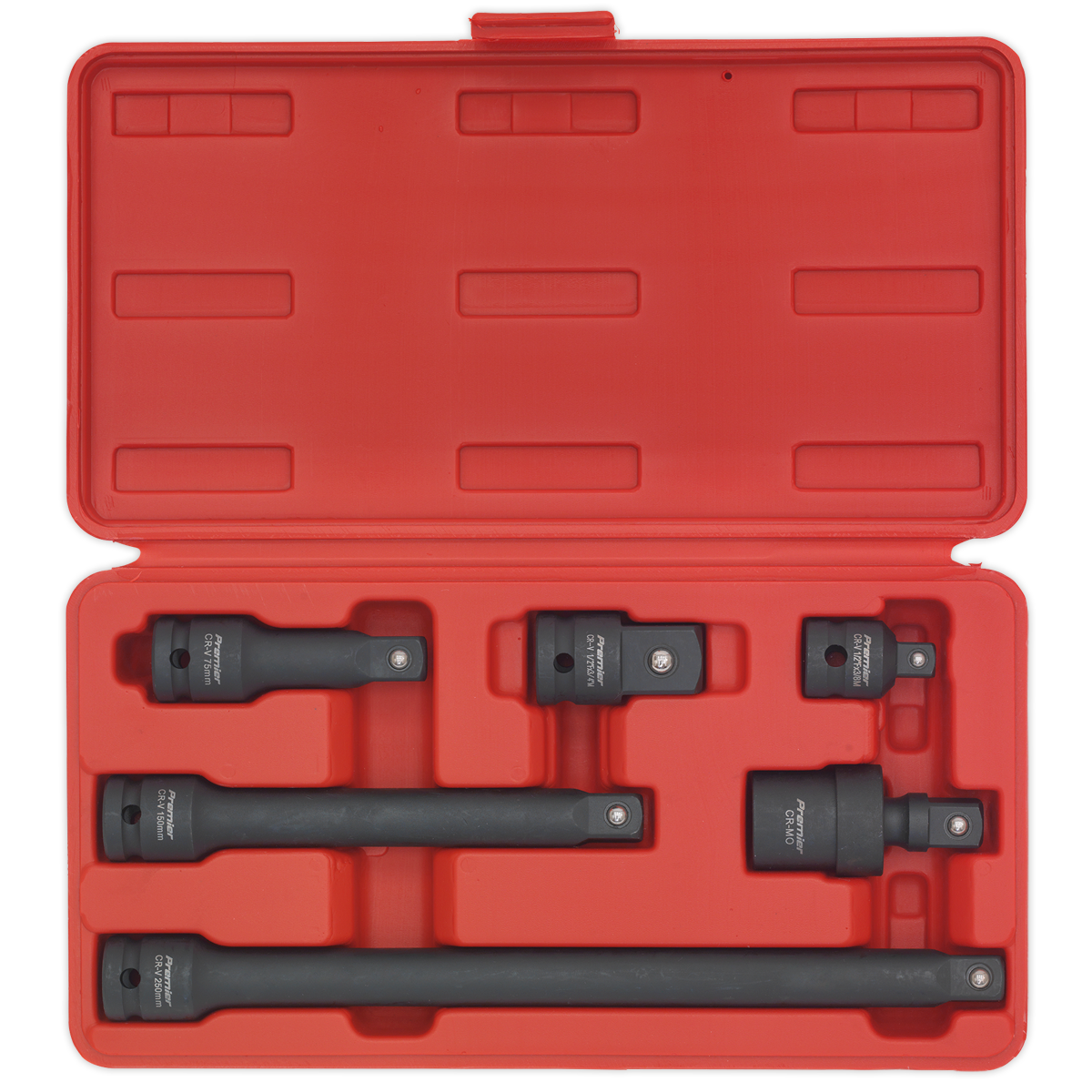 Sealey Premier Impact Adaptor & Extension Bar Set 1/2"Sq Drive 6pc AK5514