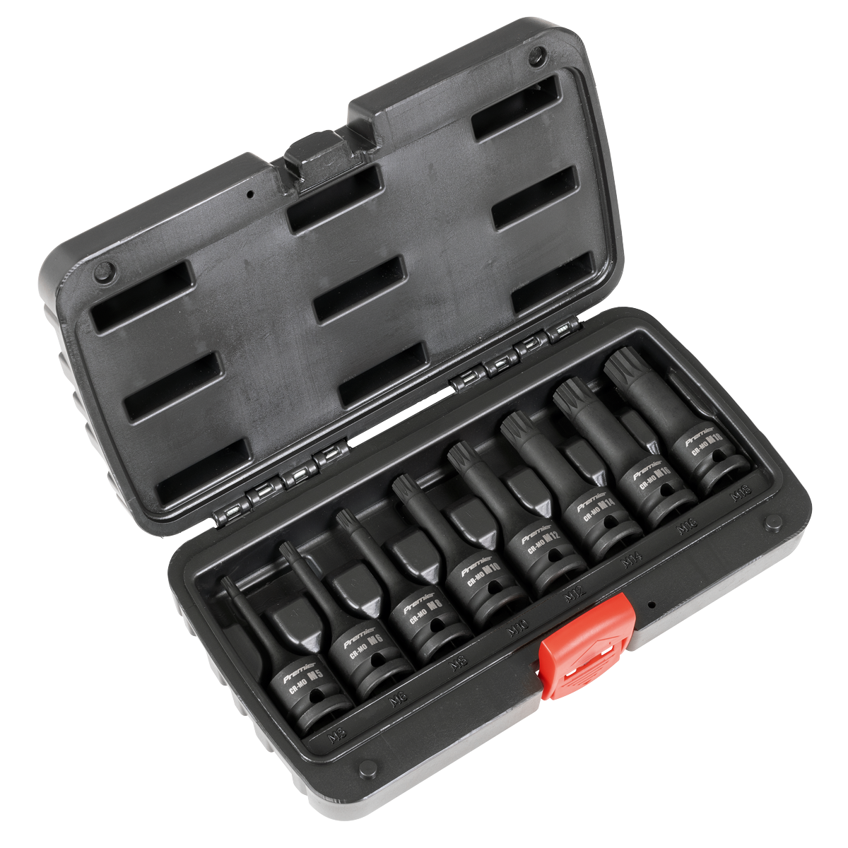 Sealey Premier Spline Impact Socket Bit Set 1/2"Sq Drive 8pc AK5604