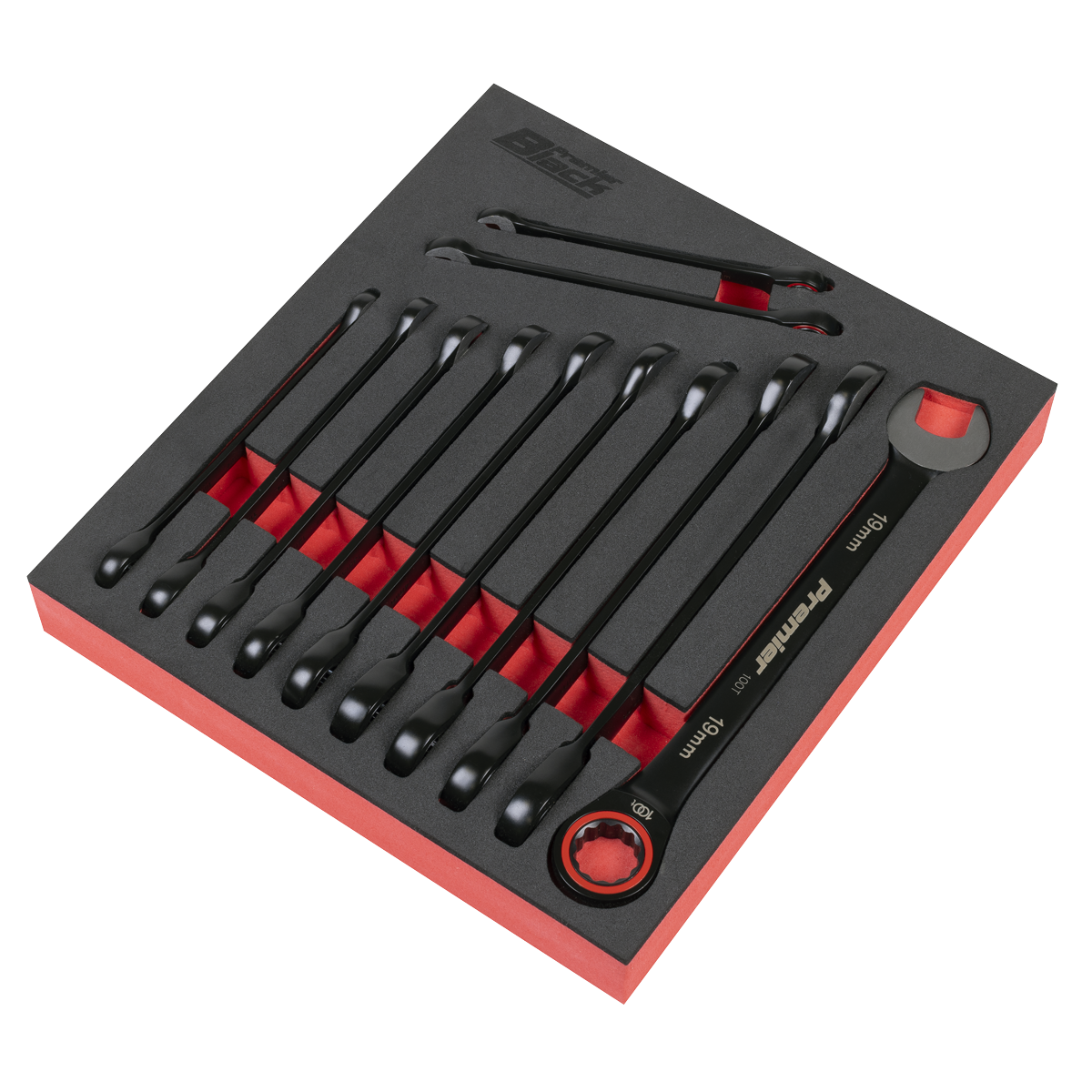 Sealey Premier Black Combination Ratchet Spanner Set 12pc AK63940B