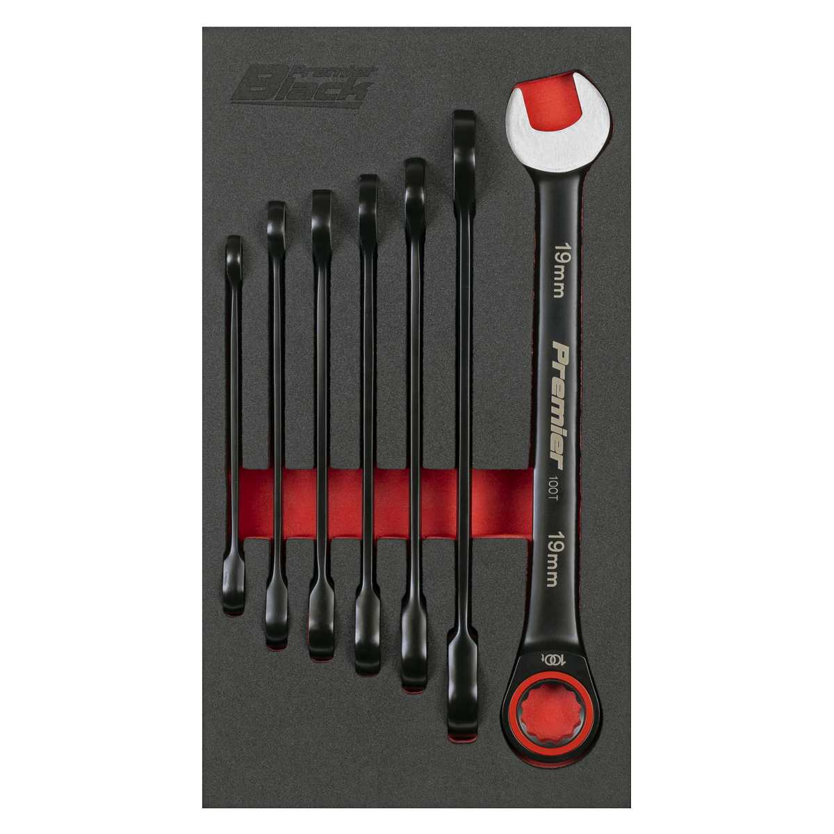 Sealey Premier Black Combination Ratchet Spanner Set 7pc AK63941B