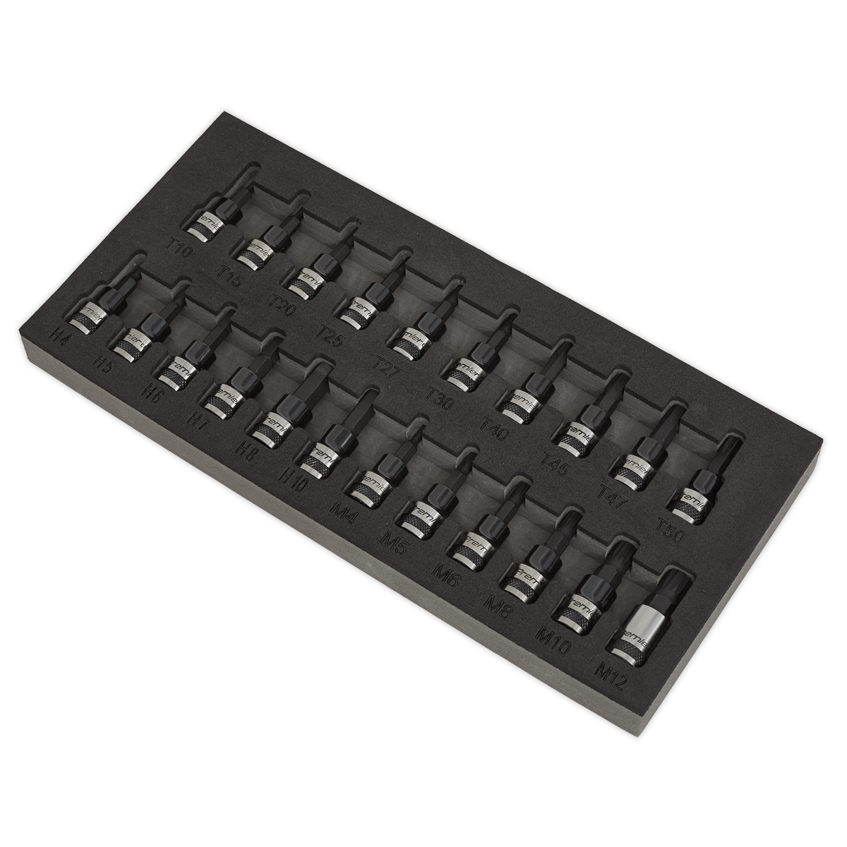 Sealey Premier Black TRX-Star*/Hex/Spline Socket Bit Set 3/8"Sq Drive 22pc AK7985