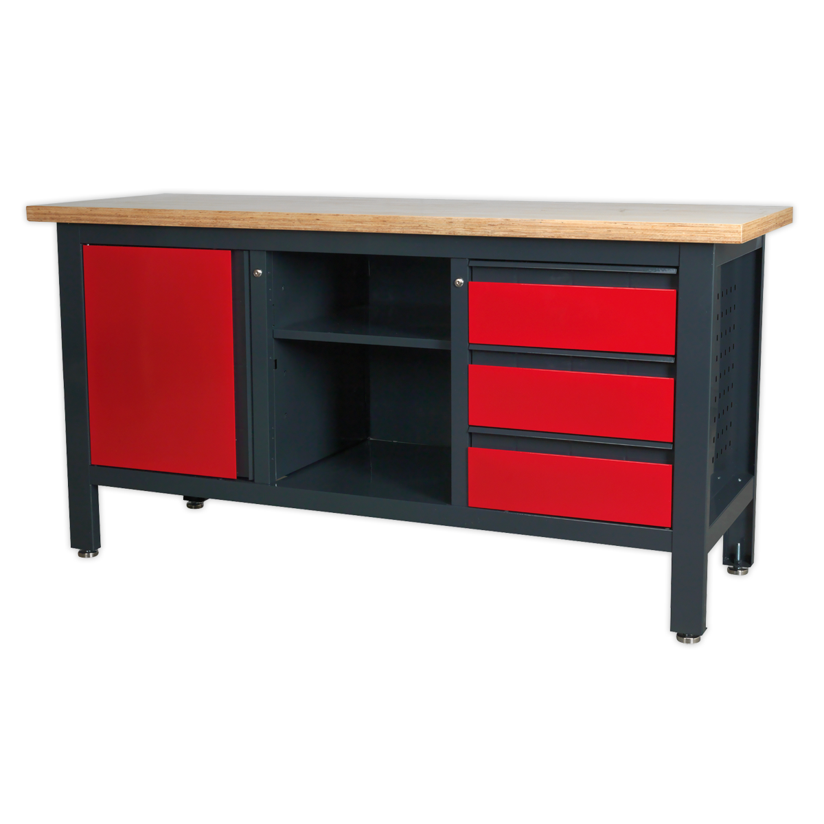 Sealey Workbench with 3 Drawers, 1 Cupboard & Open Storage AP1905B