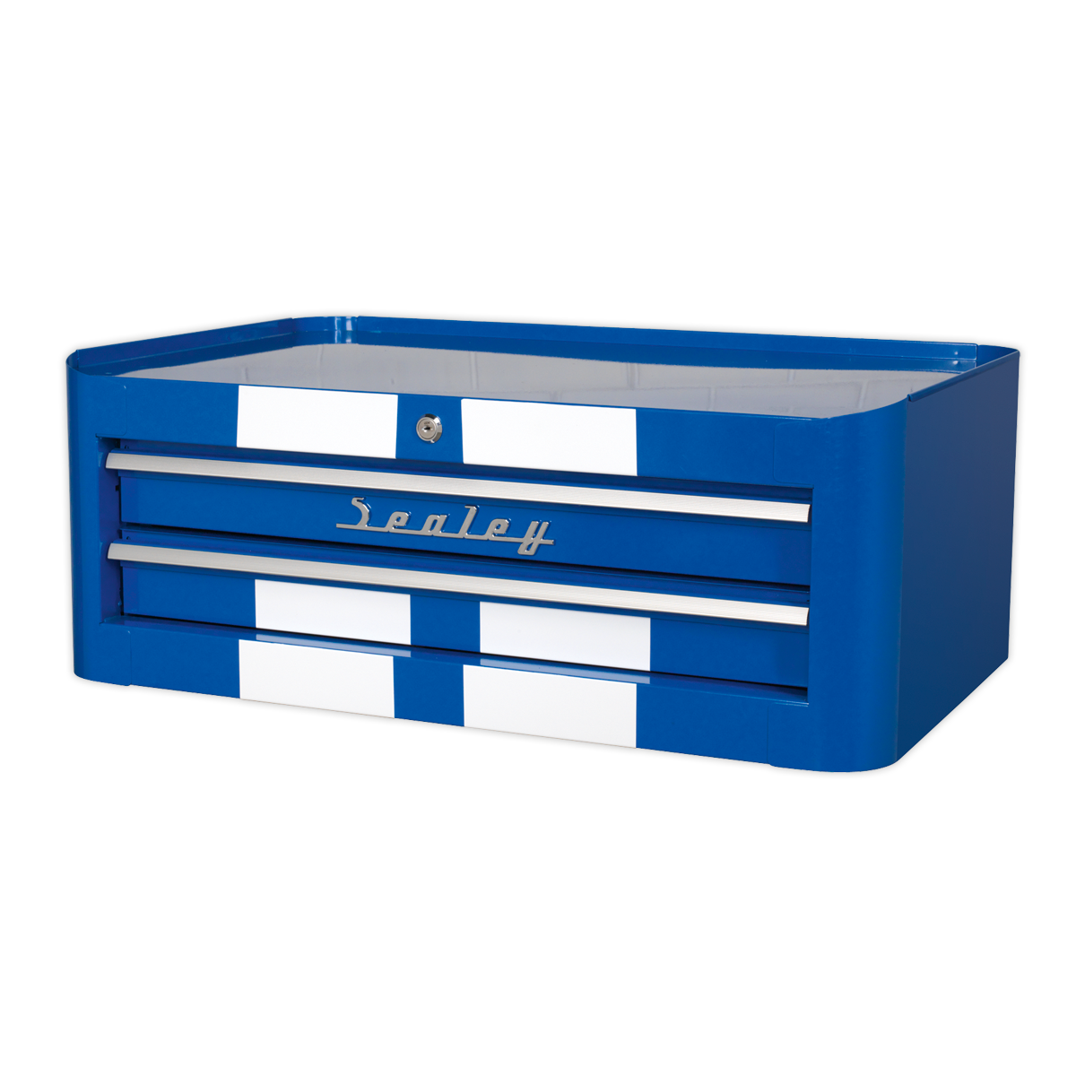 Sealey Premier™ Retro Style Mid-Box Tool Chest 2 Drawer - Blue with White Stripes AP28102BWS