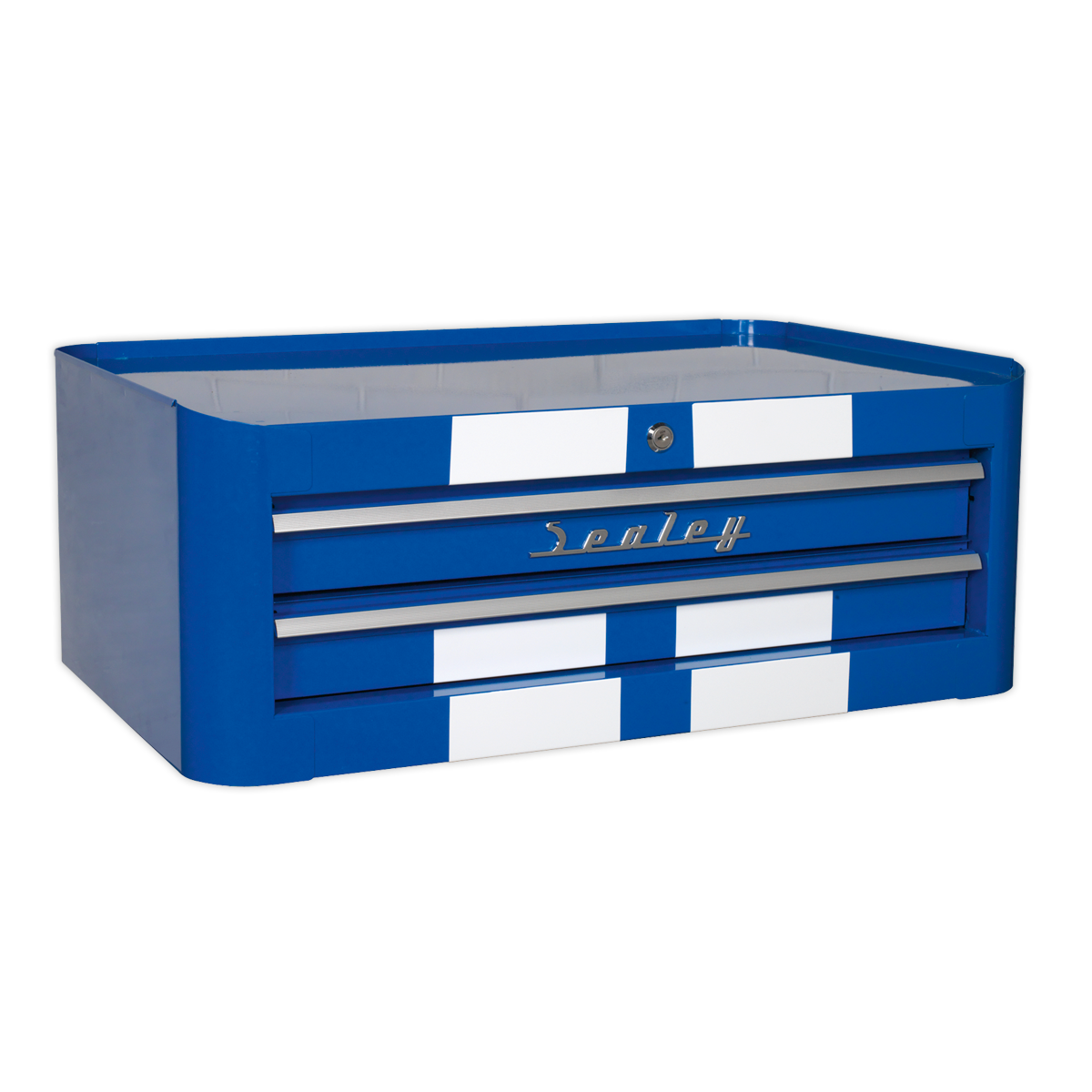 Sealey Premier™ Retro Style Mid-Box Tool Chest 2 Drawer - Blue with White Stripes AP28102BWS