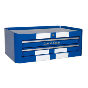 Sealey Premier™ Retro Style Mid-Box Tool Chest 2 Drawer - Blue with White Stripes AP28102BWS