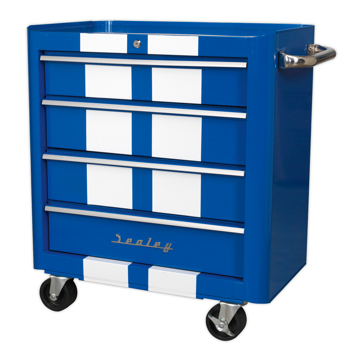 Sealey Premier™ Retro Style Rollcab 4 Drawer - Blue with White Stripes AP28204BWS